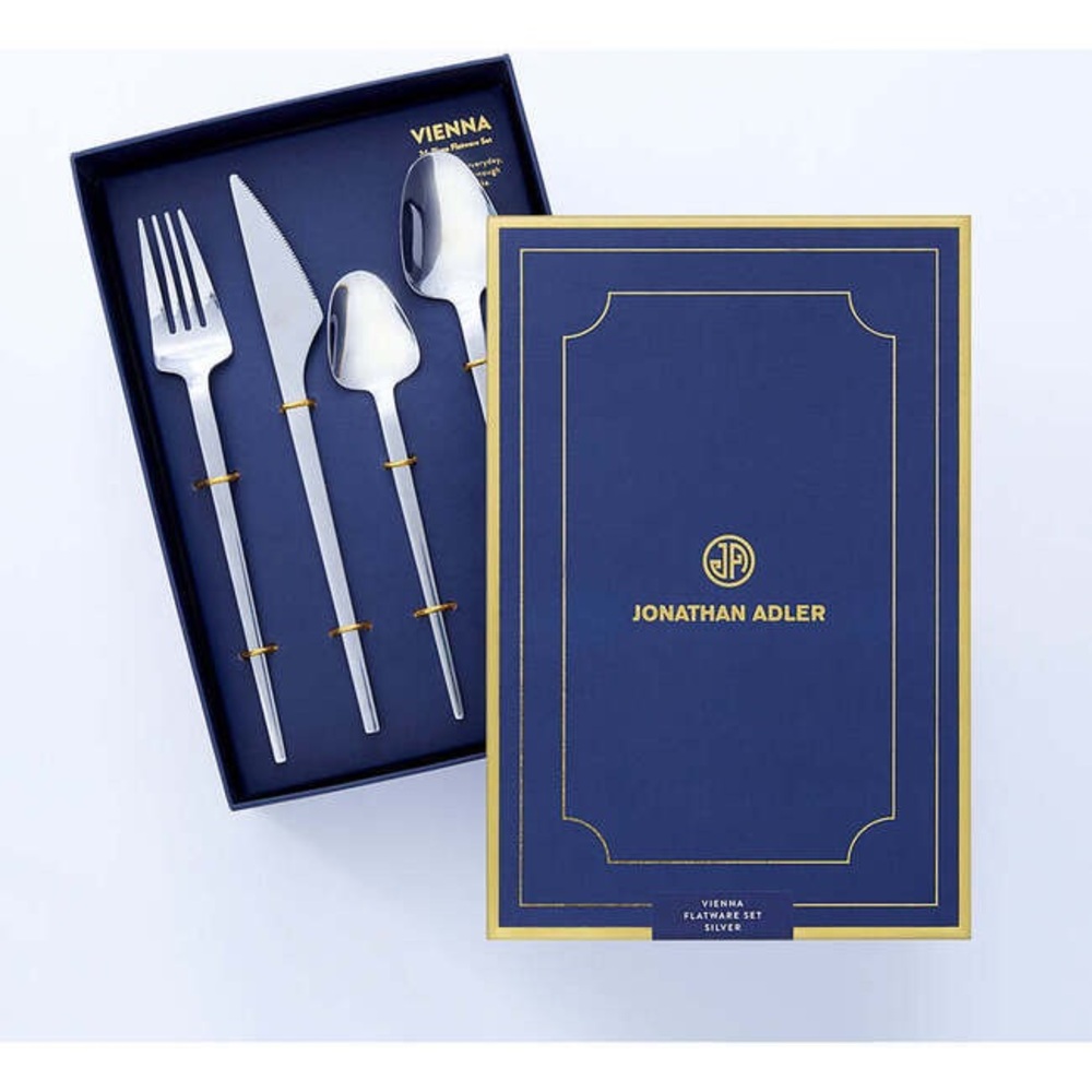JONATHAN ADLER | Vienna 24-PC Flatware Set - Silver - NEW